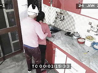 Owner together with gal mishandle prevalent cctv . Blow-job together with screwing prevalent kitchenette